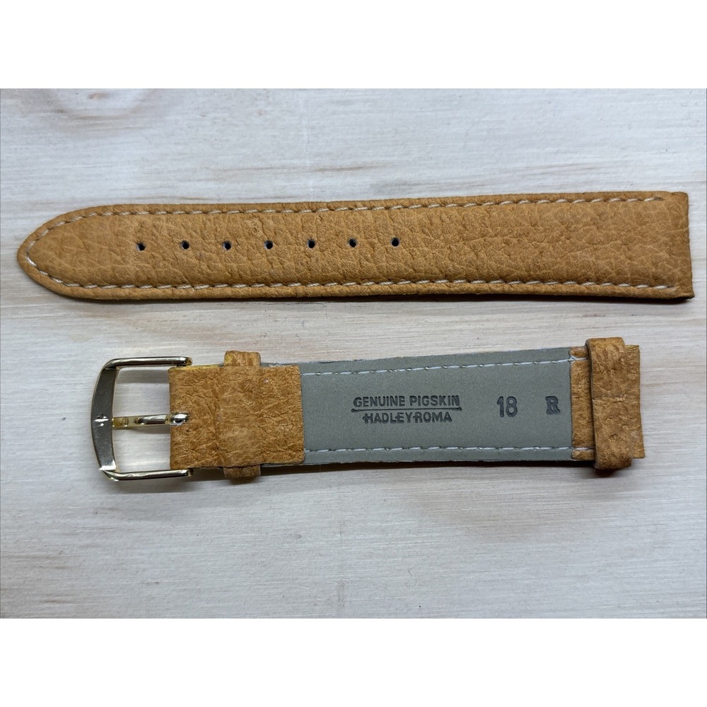 Hadley Roma Genuine Pigskin Leather Tan 18mm Watch Band Watchband New Wristwatch